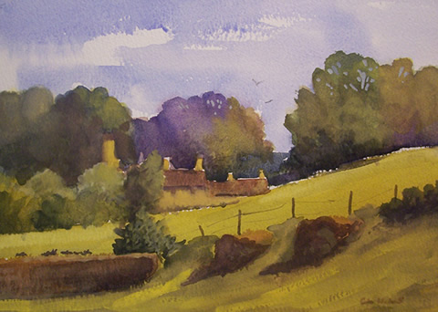 Near Stanway; Watercolour - 11.5 x 7.5 inches Near Stanway